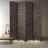 Homrest 4 Panel Wood Room Divider, 5.6 Ft Tall Folding Privacy Screen Room Divider, Freestanding Partition Wall Dividers for Office,Bamboo,Bedroom, Dark Brown