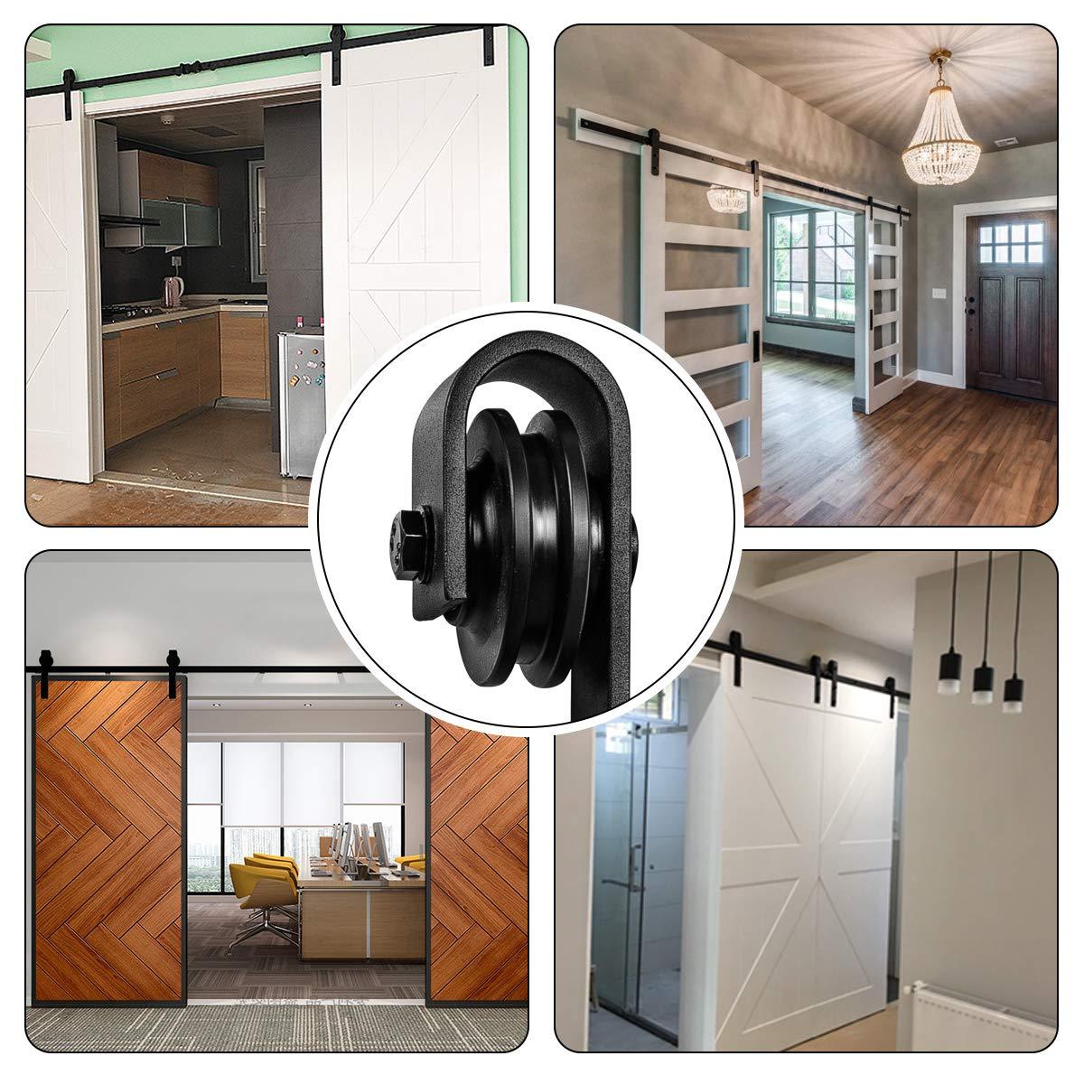 Homrest 13ft Bi-parting Sliding Barn Door Hardware Classic Steel Kit, J Shape