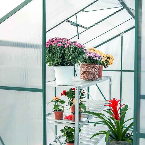  Homrest 4'x6'x6.6' Garden Walk-in Greenhouse with Sliding Door & Roof Vent