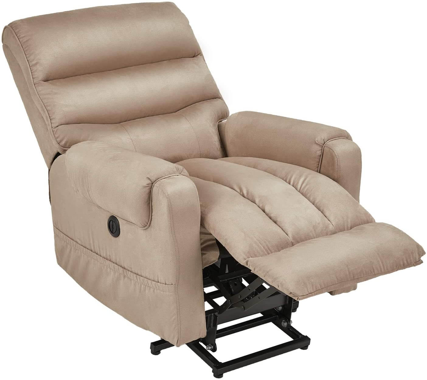 Homrest Electric Power Lift Recliner Chair Recliner Sofa for Elderly, Microfiber Recliner Chair with Heated Vibration Massage, 2 Side Pockets and USB Ports, Beige