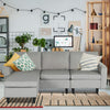 hOMREST Convertible Sectional L-Shaped Sofa Couch with Modern Linen Fabric Light Grey