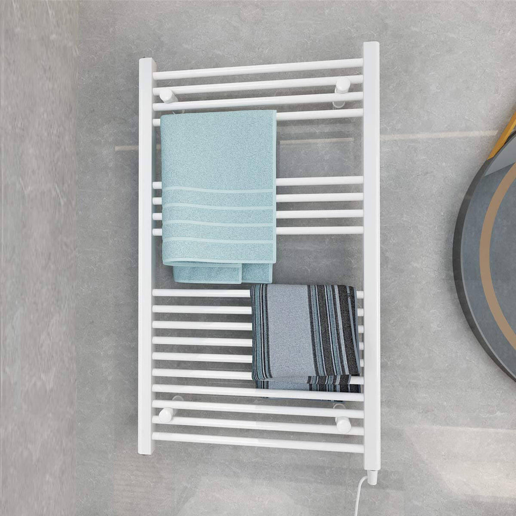 Towel Warmer Rack, Steel Heated Drying Rack Plug-in Wall Mounted Towel Warmer Rack for Bathroom (White, 18 Bar)