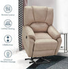 Homrest Electric Power Lift Recliner Chair Sofa with Massage and Heat for Elderly, Microfiber Recliner Chair with Side Pockets & USB Port, Beige