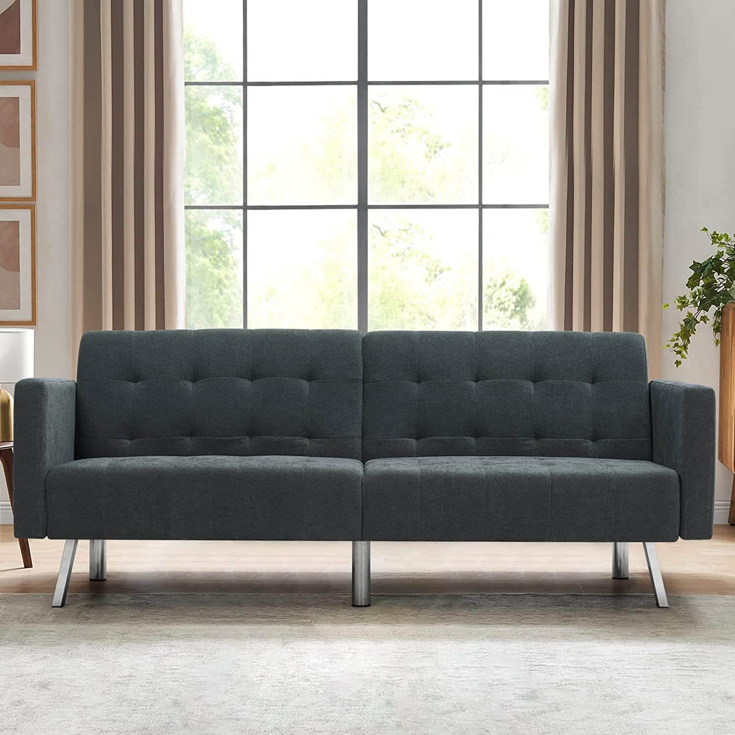 Hormest sofa bed with adjustable backrest, dark gray