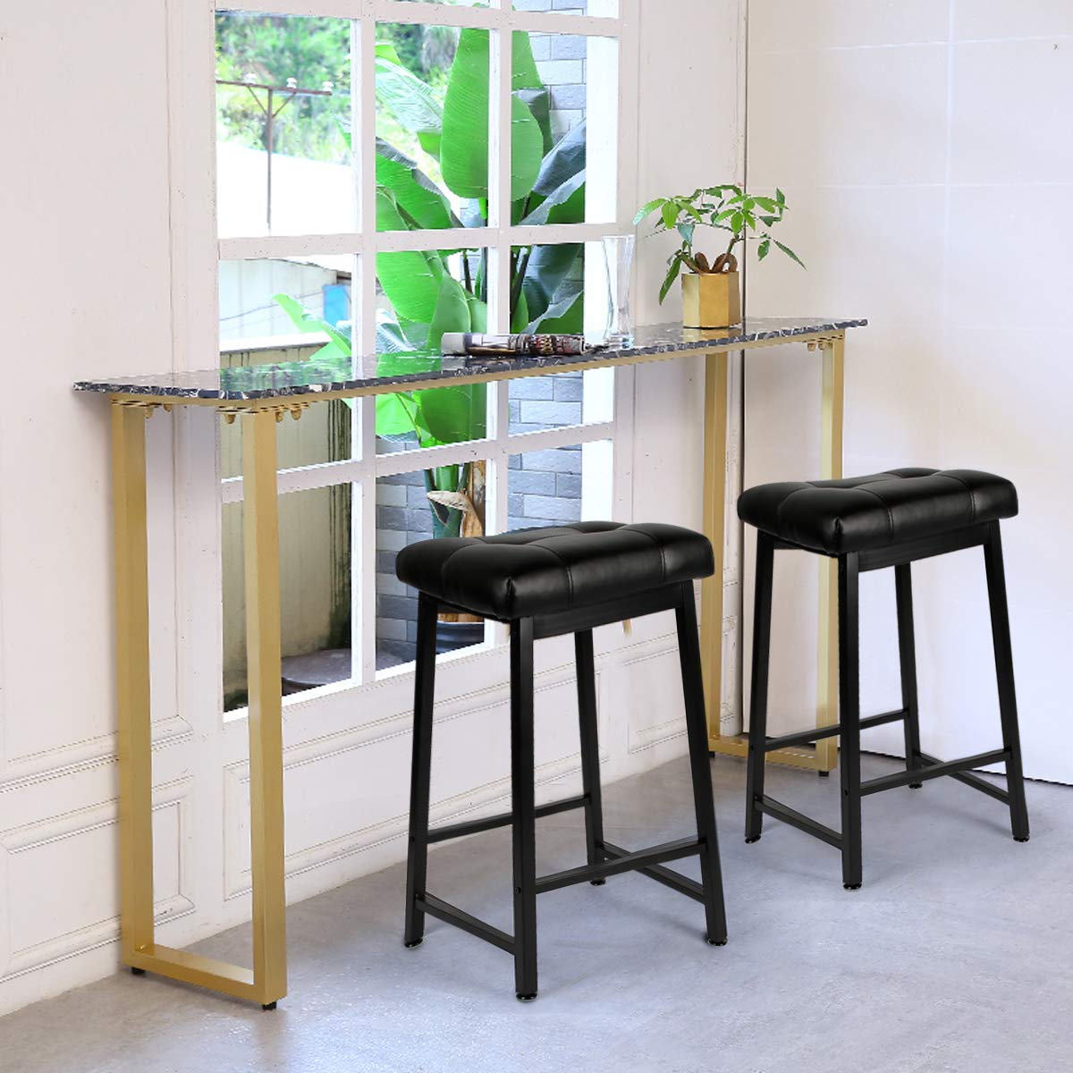 Homrest 30 inchs Counter Height Bar Stools with Faux Leather Cushion Set of 2