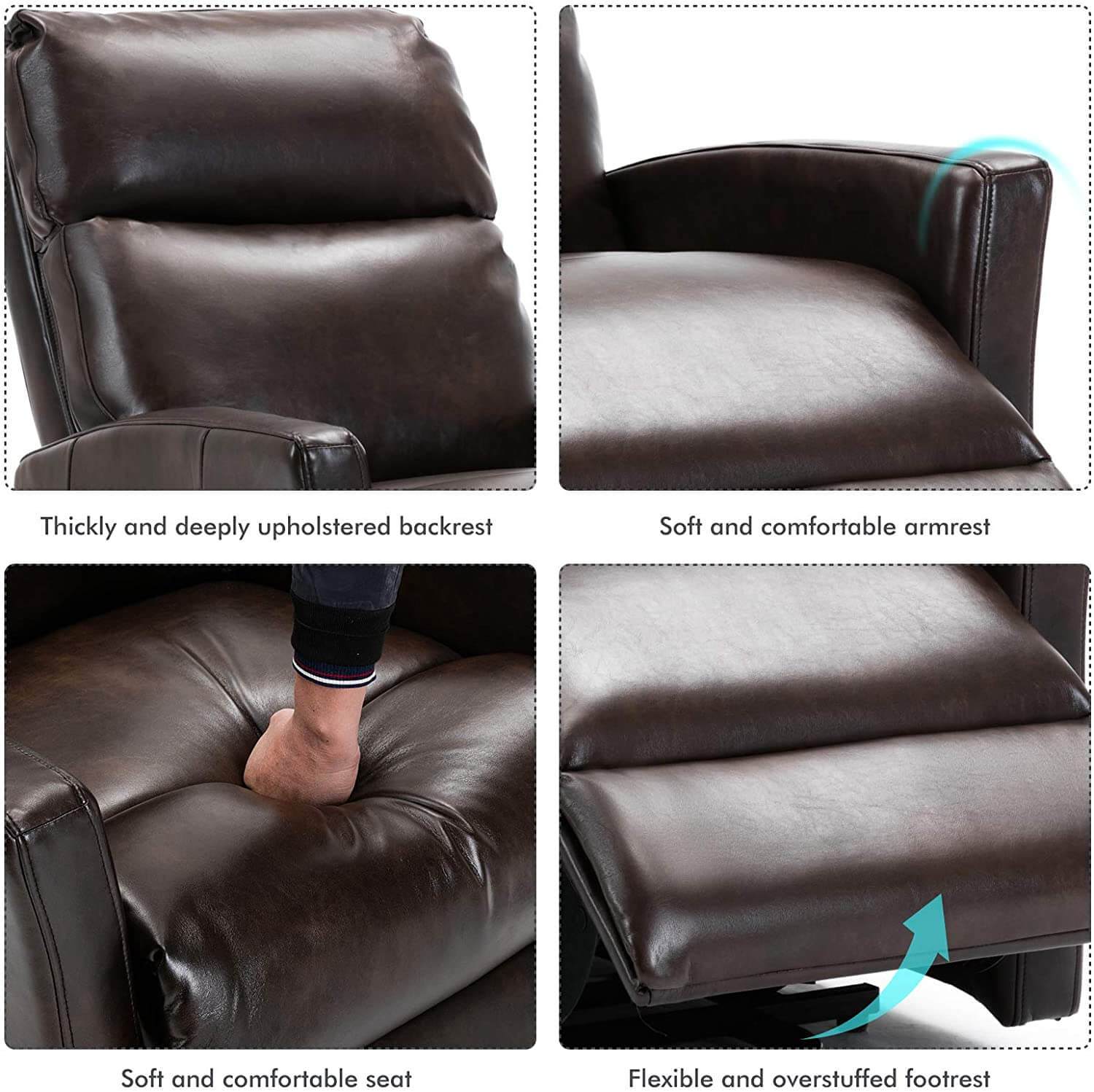 Lift Recliner Chair, Overstuffed Lift Chairs for Elderly with Remote, 3 Position & Side Pocket, Power Reclining Chair for Living Room, Faux Leather, Brown