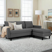 Homrest Enlarged Convertible Sectional Sofa Couch, 3-seat Sofa Couch with Ottoman, L-Shaped Sofa with Modern Linen Fabric, for Living Room or Apartment, Dark Gray