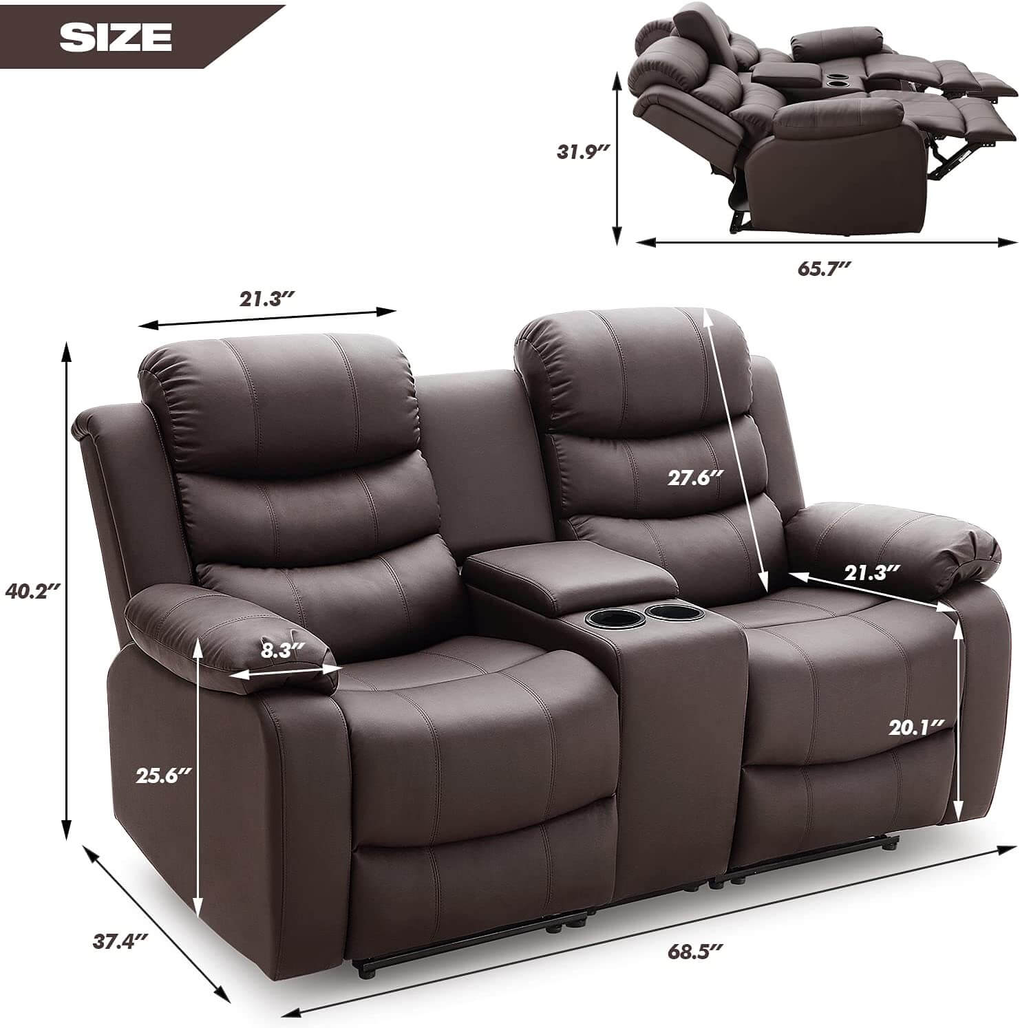 Product Dimensions of Homrest Recliner Sofa