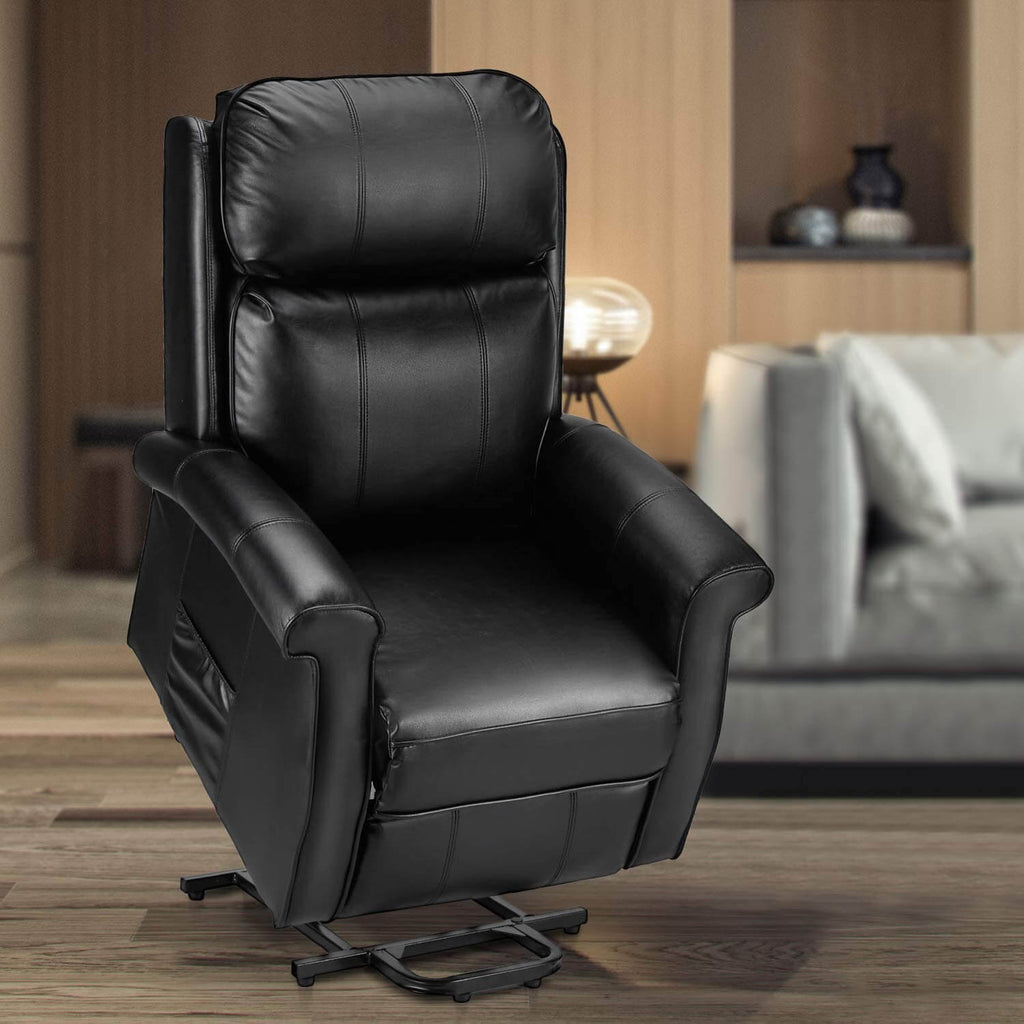 Homrest Electric Power Lift Recliner Chair, Faux Leather Electric Recliner for Elderly with Heated Vibration Massage(Black)