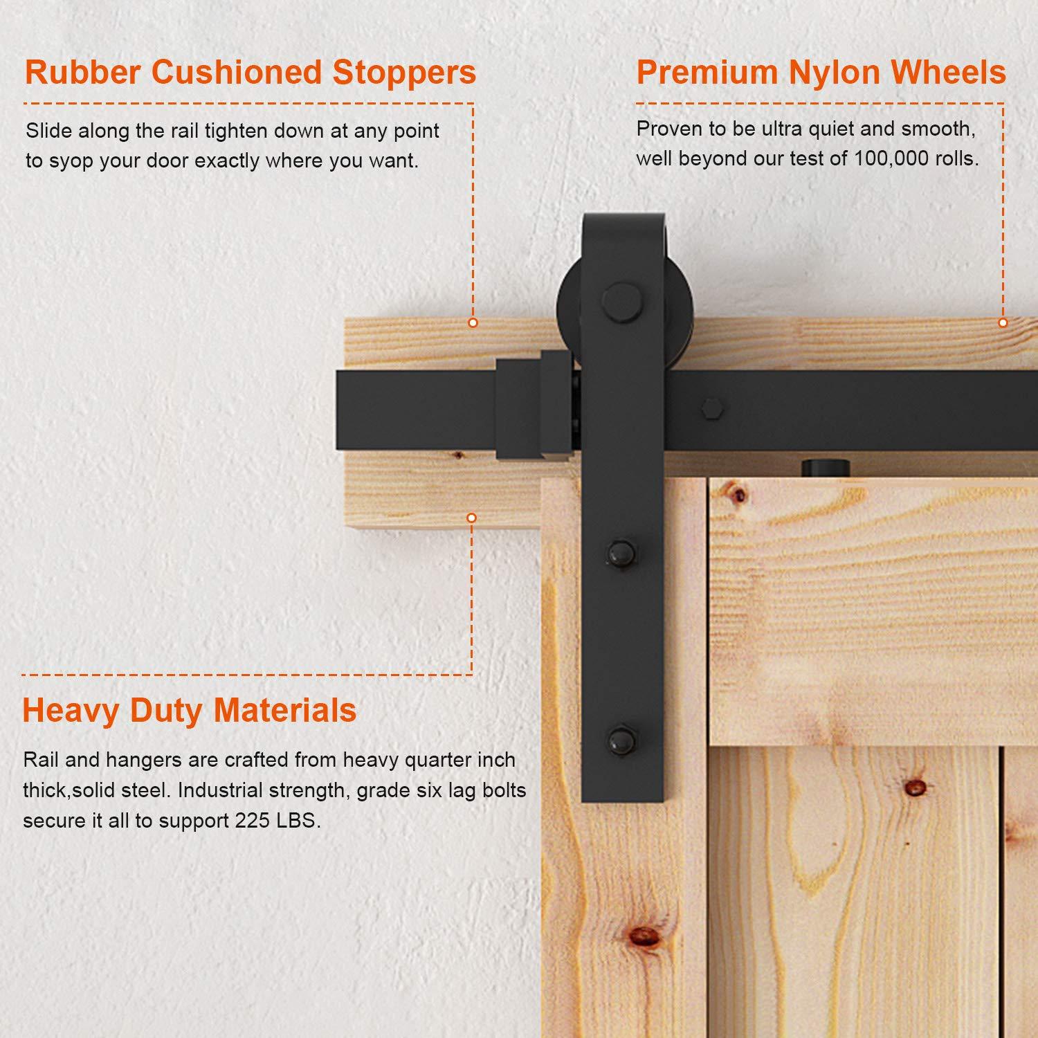 Homrest 13ft Bi-parting Sliding Barn Door Hardware Classic Steel Kit, J Shape