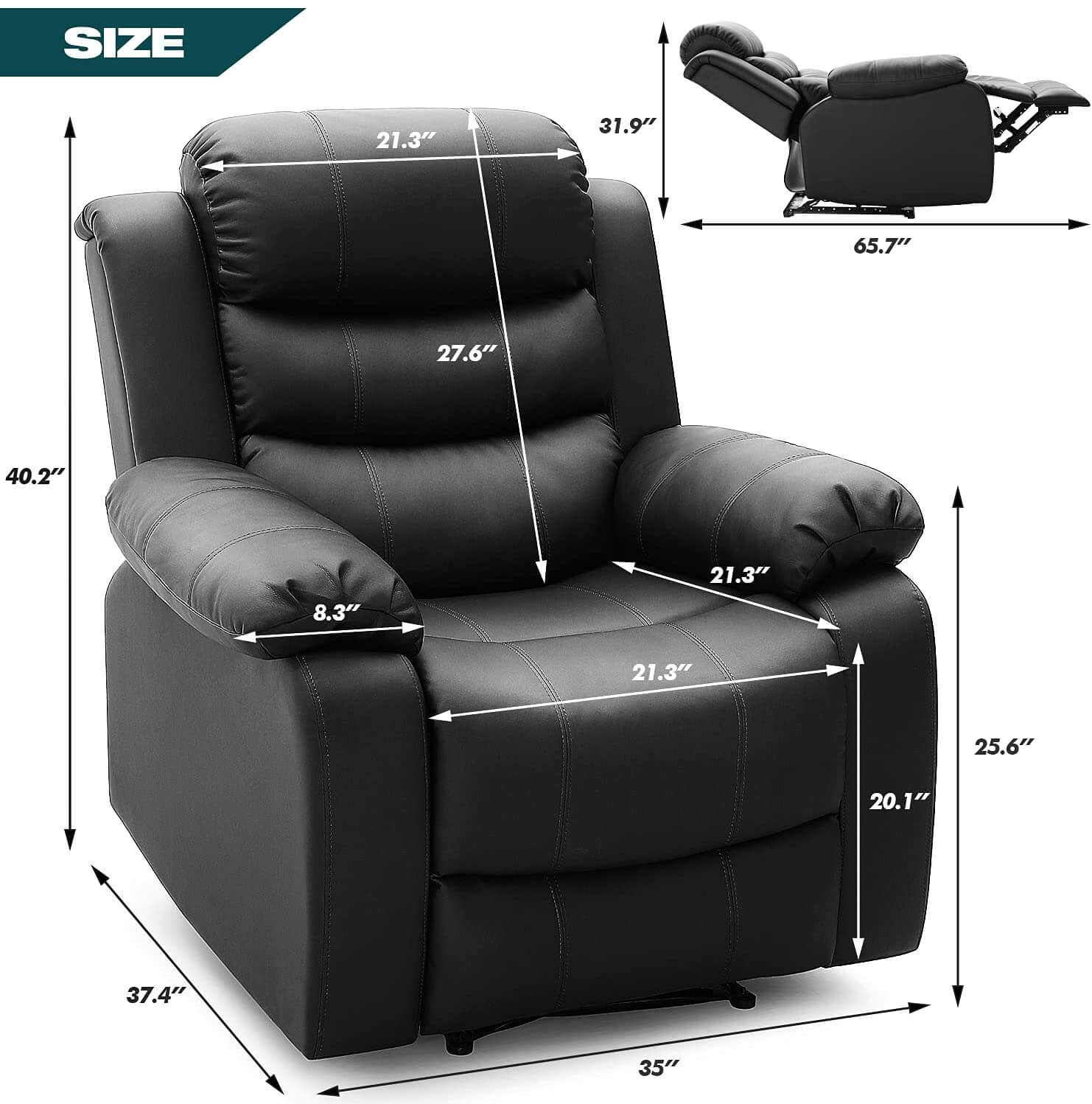 Product dimensions of Homrest recliner chair