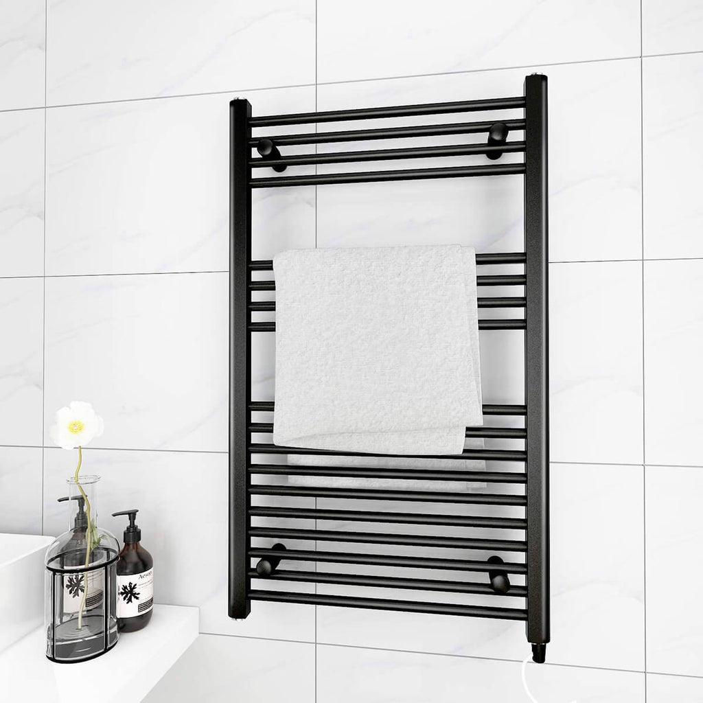 Towel Warmer Rack, Steel Heated Drying Rack Plug-in Wall Mounted Towel Warmer Rack for Bathroom (Black, 18 Bar)