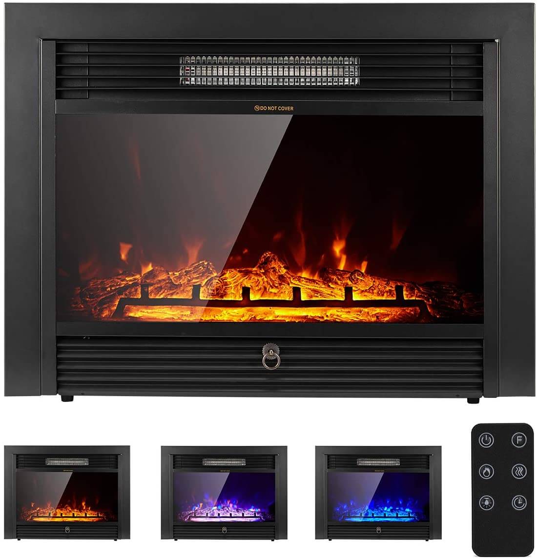 Homrest 28.5" Electric Fireplace Insert with 3 Color Flames, Fireplace Heater with Remote Control and Timer, 750w-1500W,Classic Style