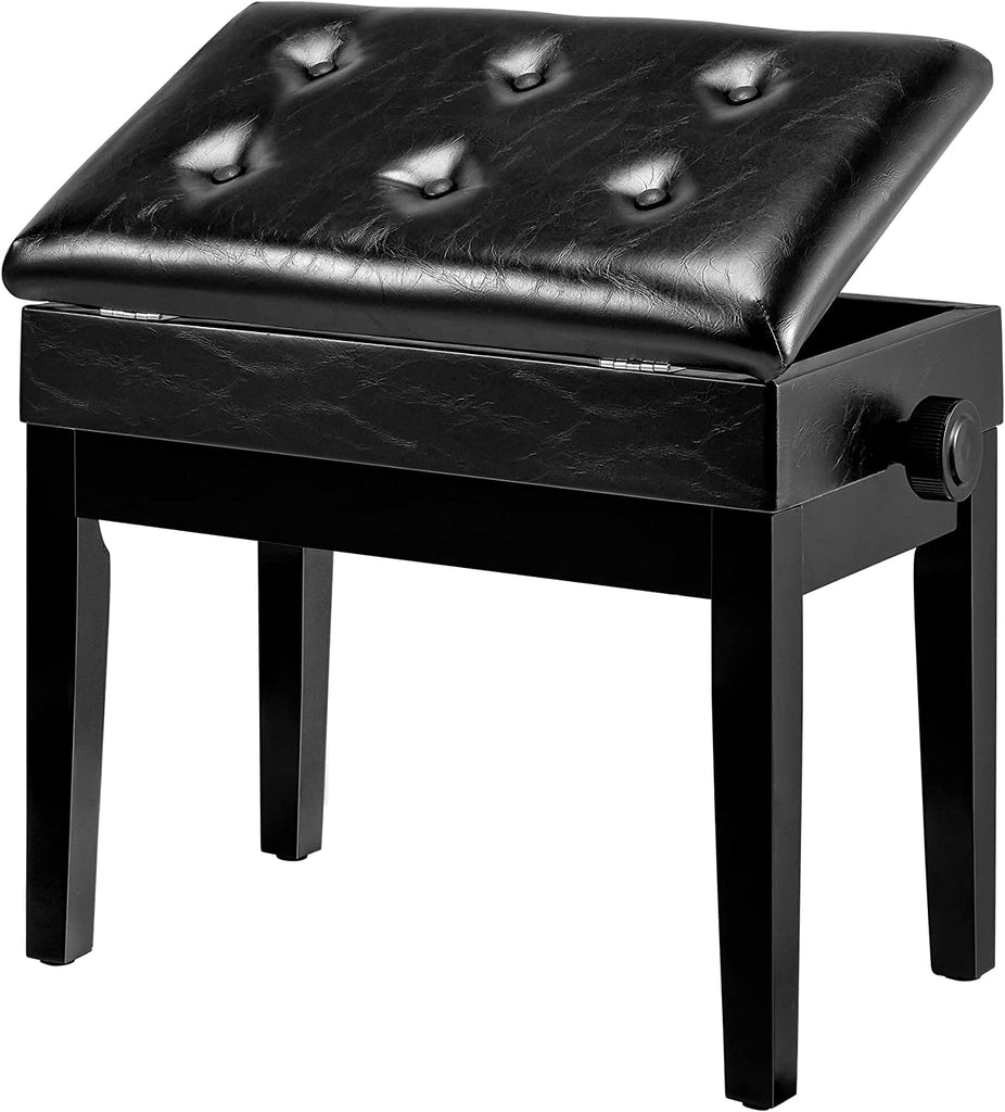Homrest Piano Stool Solid Wood Keyboard Bench Adjustable with PE Leather (Black)