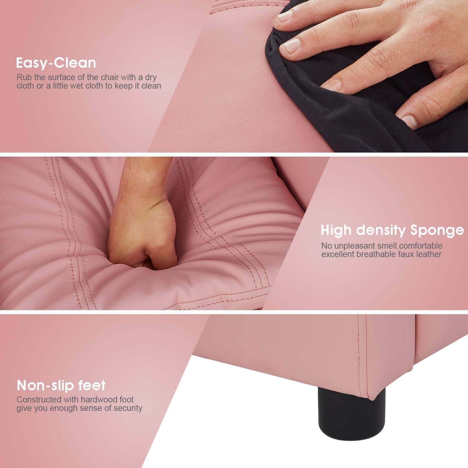 Kids Recliner Chair, Children Recliner PU Leather Armchair for Toddler Boys Girls, Lightweight Sofa Chair, 4+ Age Group, Pink