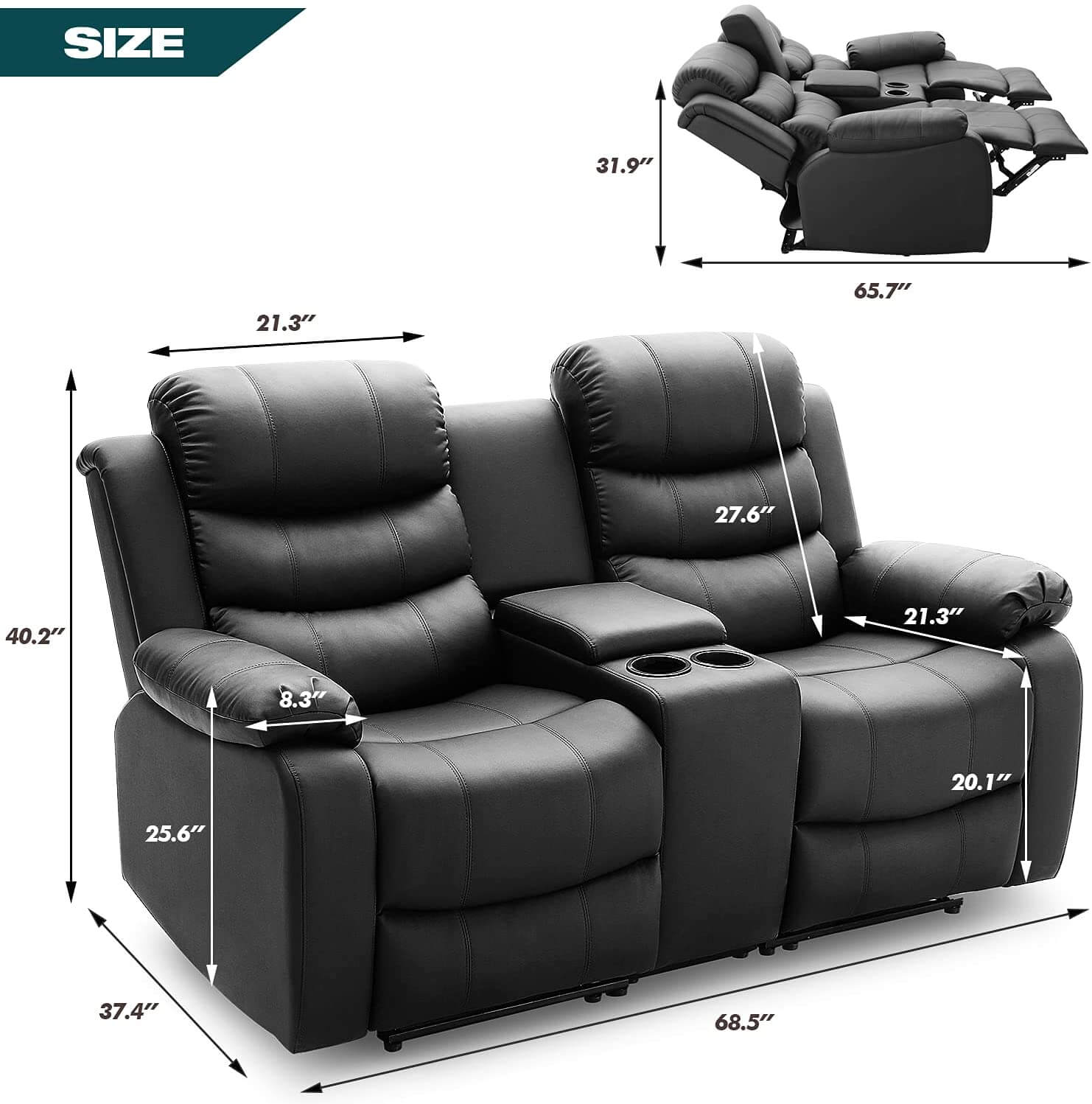 Product Dimensions of Homrest Recliner Sofa
