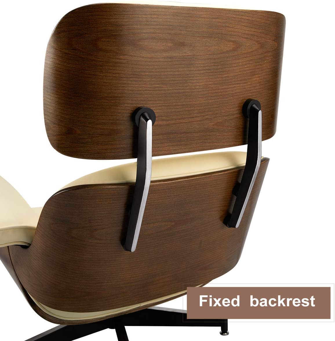 Lounge Chair with Ottoman, Mid Century Modern Lounge Chair, Faux Leather Lounge Chair with Light Vibration Massage Function and Storage Bag（White)