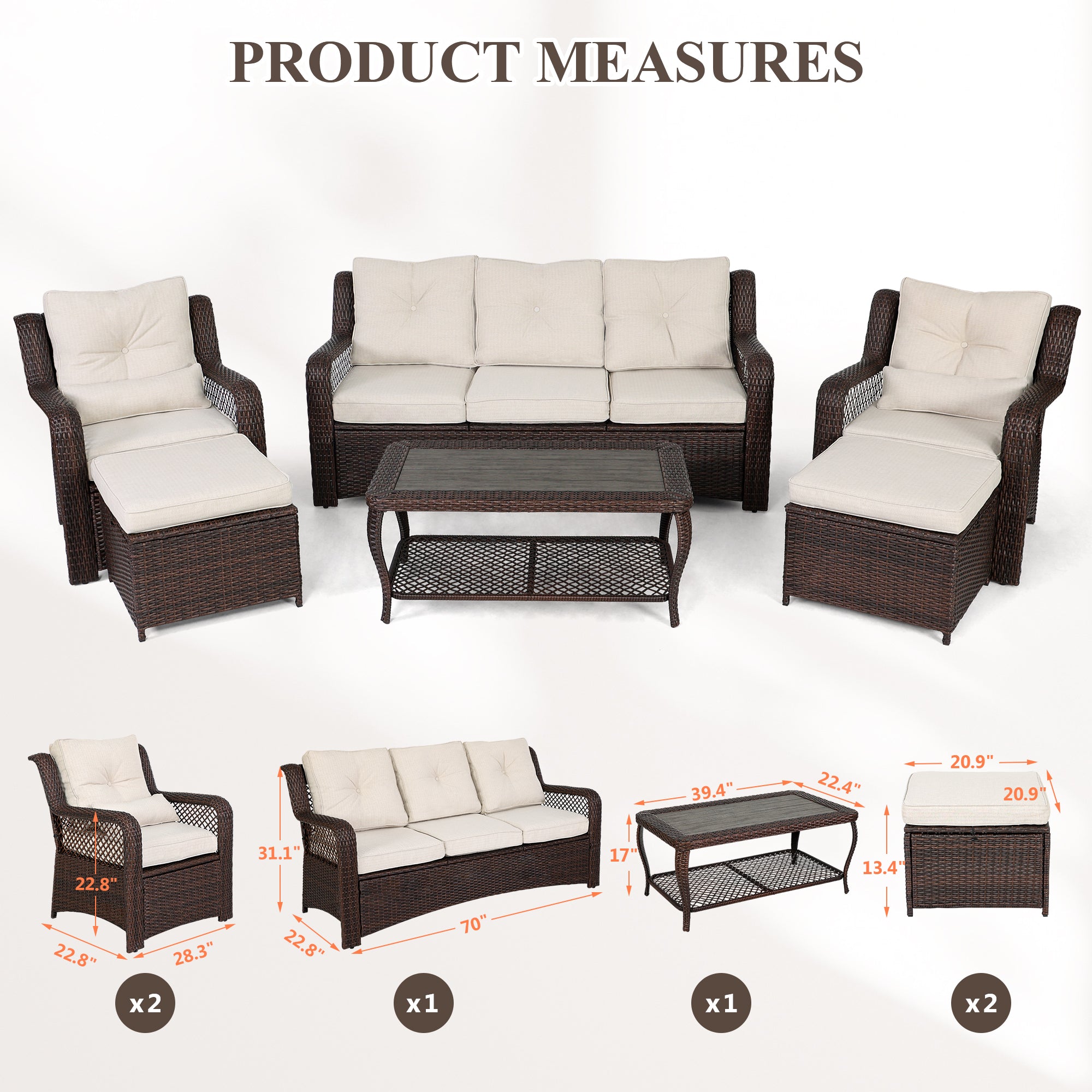 Product dimensions of Homrest outdoor conversation set