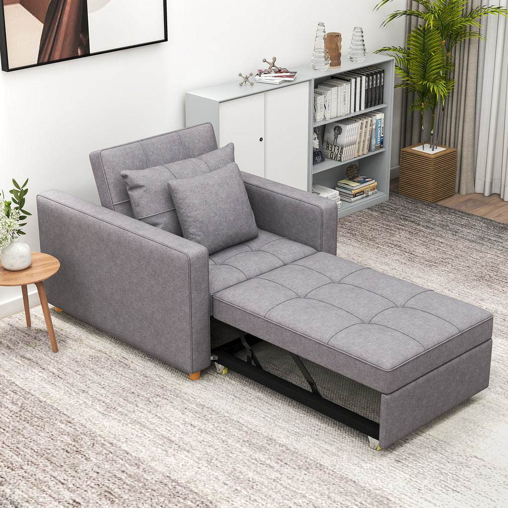 Sofa Bed 3-in-1 Convertible Chair Multi-Functional Adjustable Recliner, Sofa, Bed(Grey)