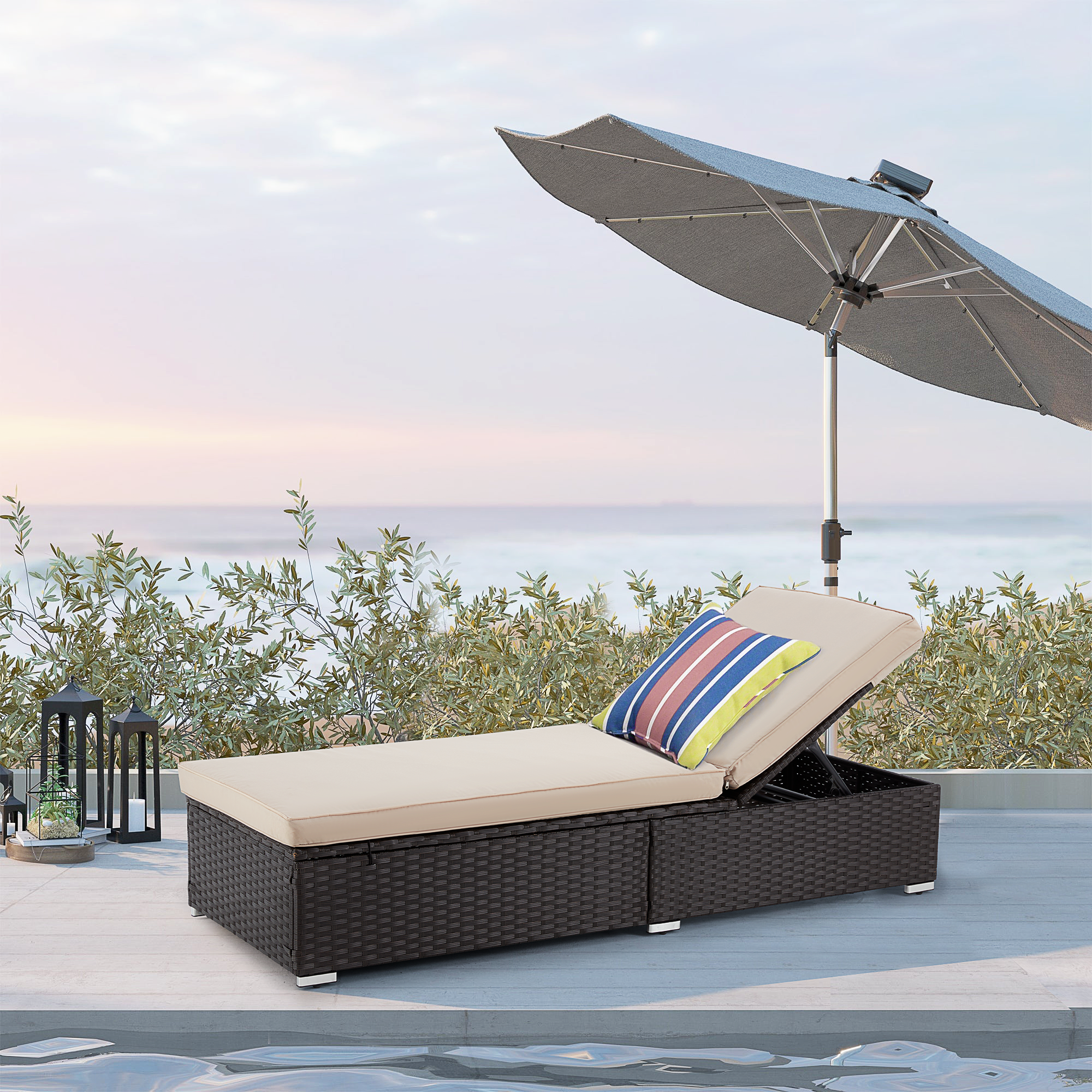 HOMREST Patio Lounge Chair for Outdoor, Adjustable Outdoor Chaise Loungers for Poolside, Balcony, Beach, Yard