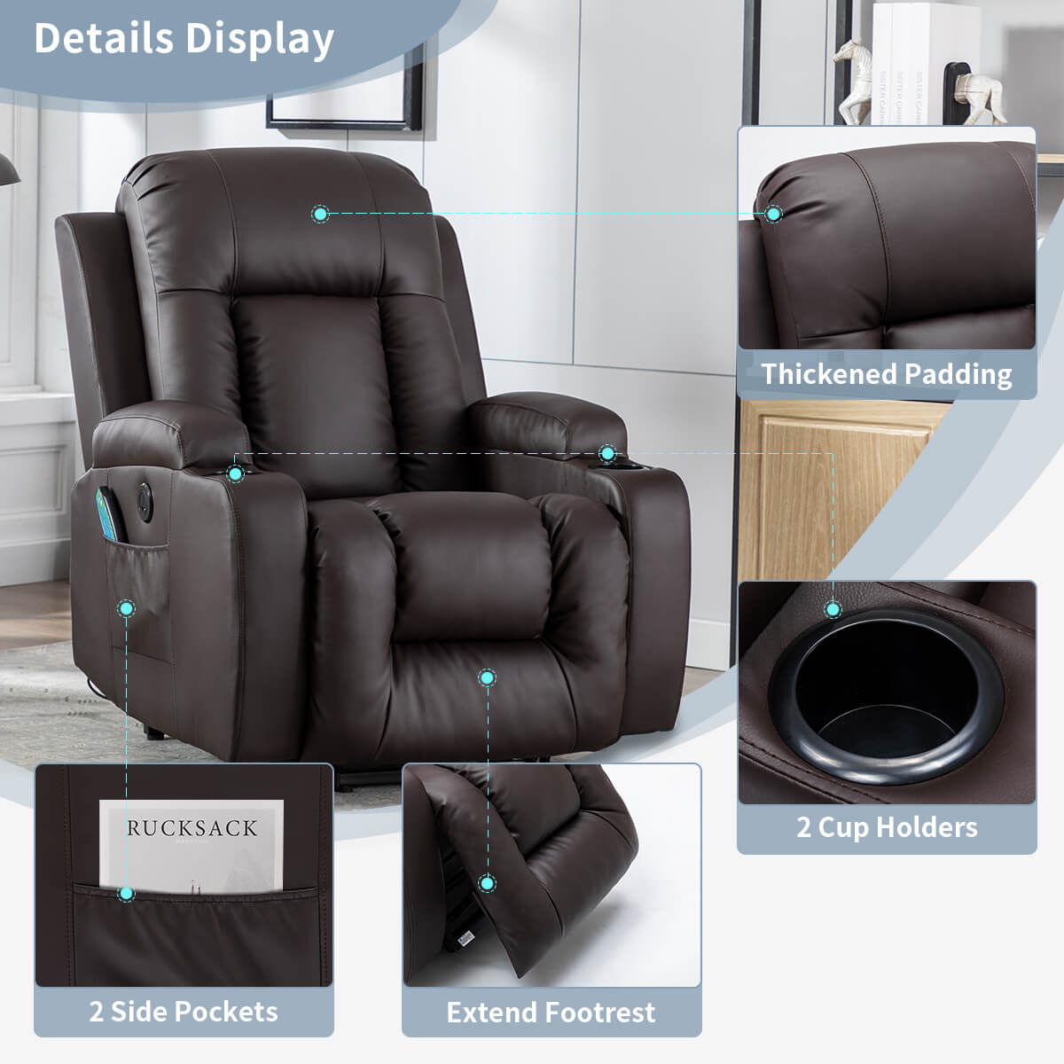 Power Lift Recliner Chair with Massage & Heat for Elderly