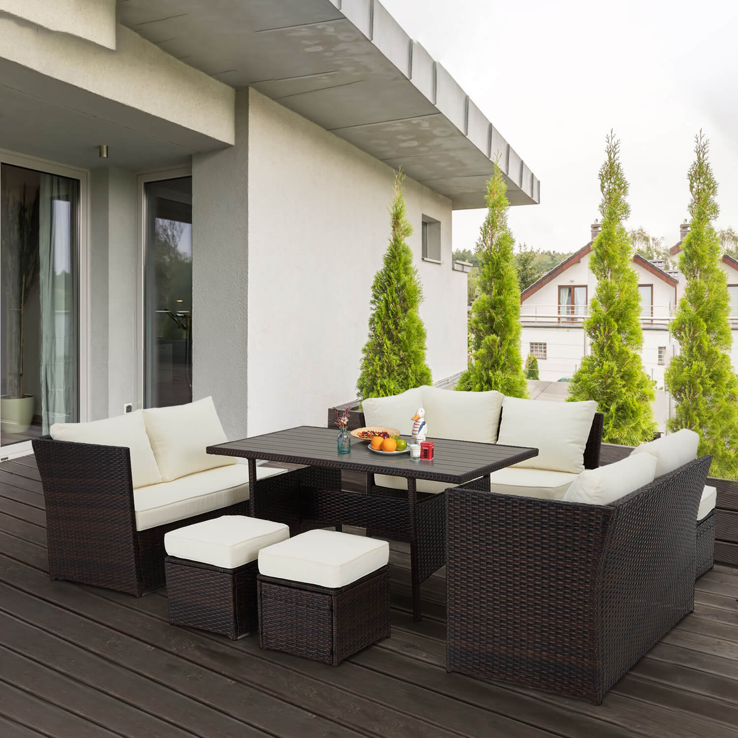 Patio sofa set with ottoman for porch, garden and poolside | Homrest furniture