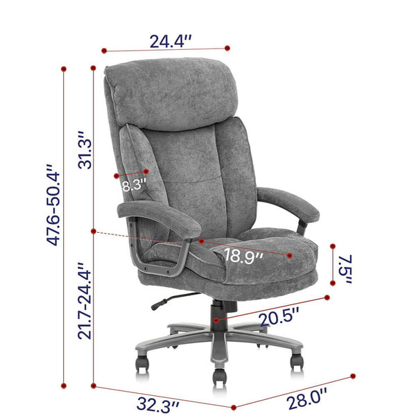  Homrest Ergonomic Big and Tall Executive Office Chair High Capacity Grey