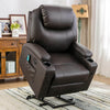 Homrest Power Lift Recliner Chair with Massage & Heat for Elderly, Leather Electric Recliner with 4 Side Pockets, Cup Holders & USB Port (Brown)