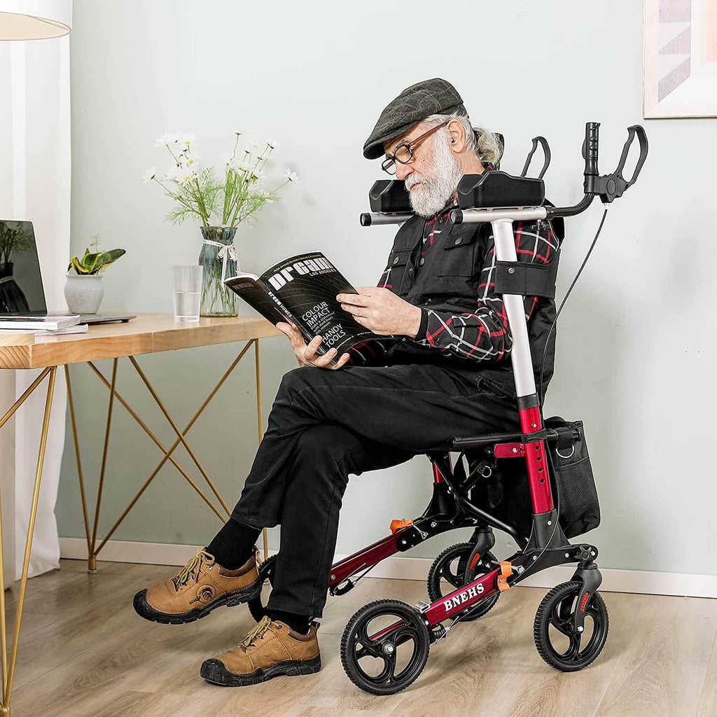 Rollator Walker with Seat Upright Walkers w/ Brake Pads