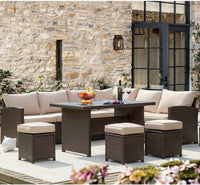 7 Pcs<Br>Khaki Sectional Sofa