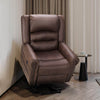 Power Lift Recliner Chair for Elderly, Faux Leather with Rivet Design Electric Recliner Chair with Heated Vibration Massage, Side Pockets & USB Port, Nut Brown