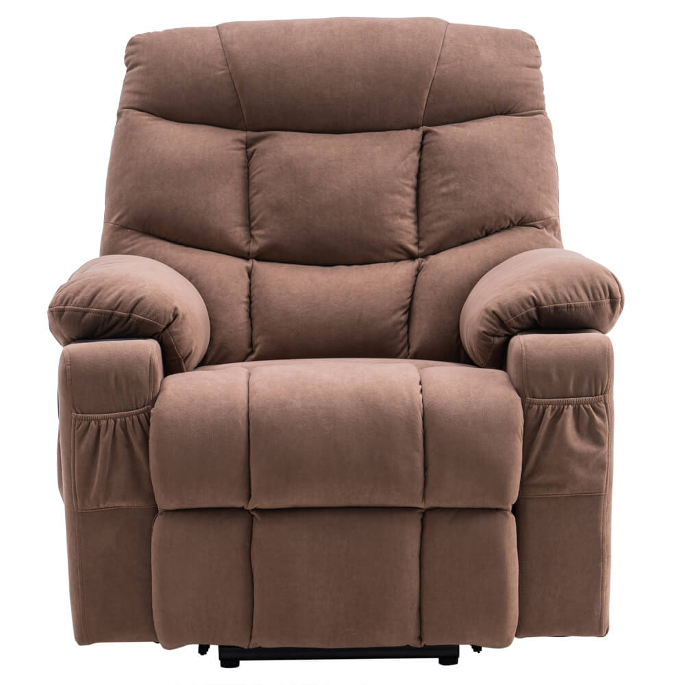 Homrest Dual Motor Lift Chair Recliners for Elderly, Fabric Electric Power Lift Recliner Chair Sofa with Side Pocket & Remote Control, Brown