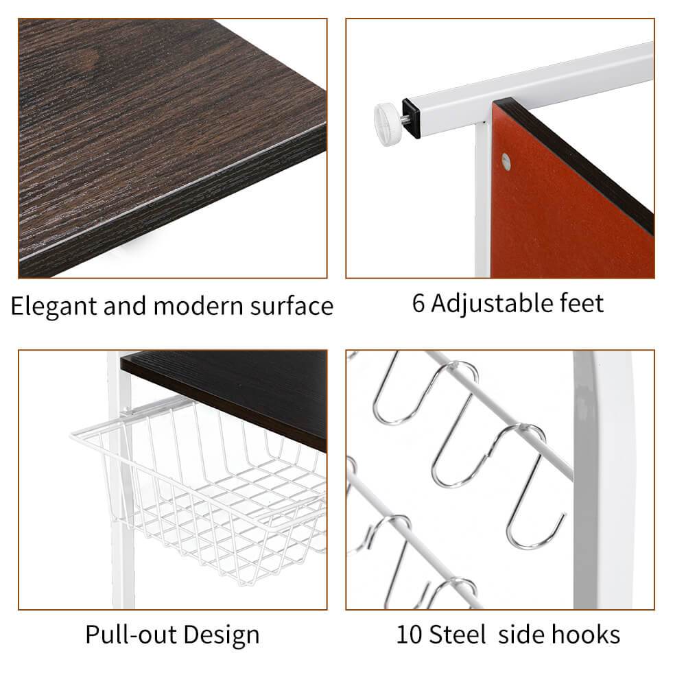 Homrest 4-Tier Kitchen Baker's Rack Storage Cart Workstation Shelf