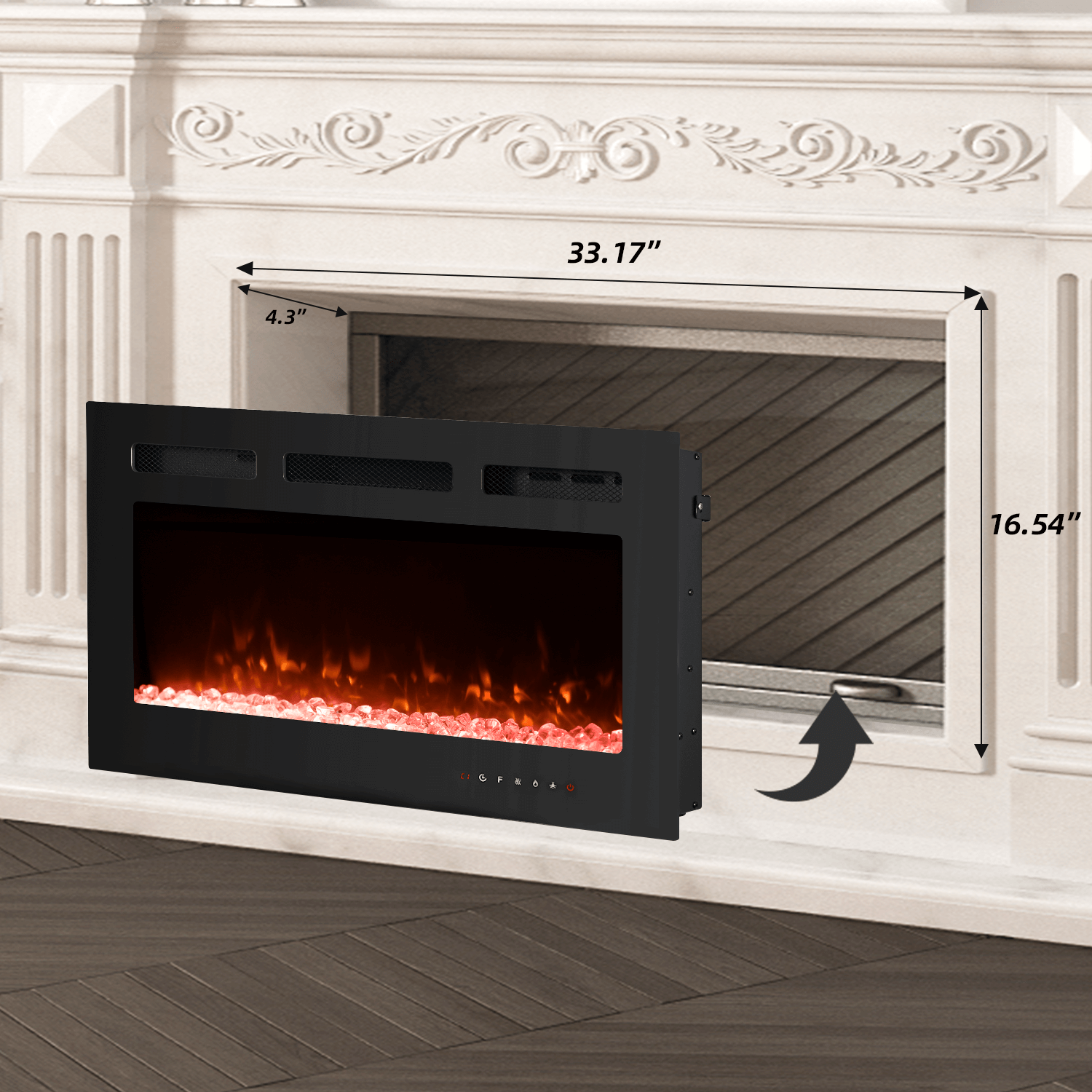 Homrest 36 inch Electric Fireplace with Free Standing, Wall Mounted Fireplace Insert Heater with Remote Control&Touch Screen