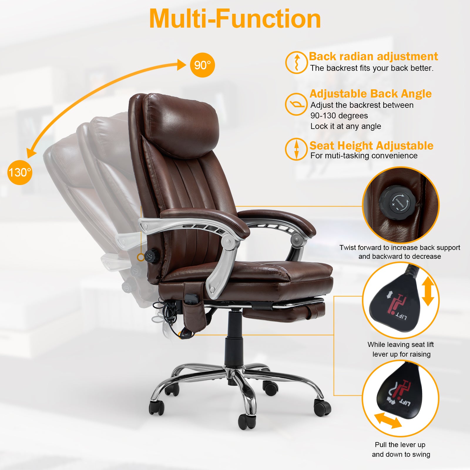 Ergonomic Desk Office Chair with Massage Lumbar Support