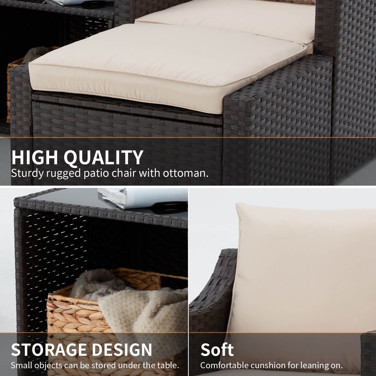 5 Pcs outdoor sectionals with table and ottoman | Homrest furniture
