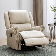 Homrest ergonomic microfiber cloth massage recliner chair 360° swivel heated beige