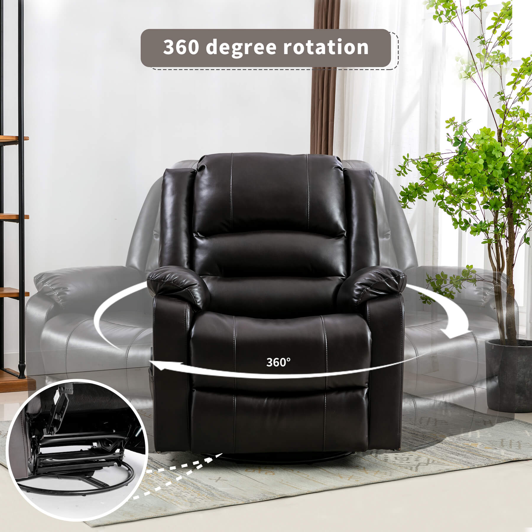 Homrest Massage Recliner Chair Breathable Faux Leather Ergonomic Lounge Chair for Living Room, Dark Brown