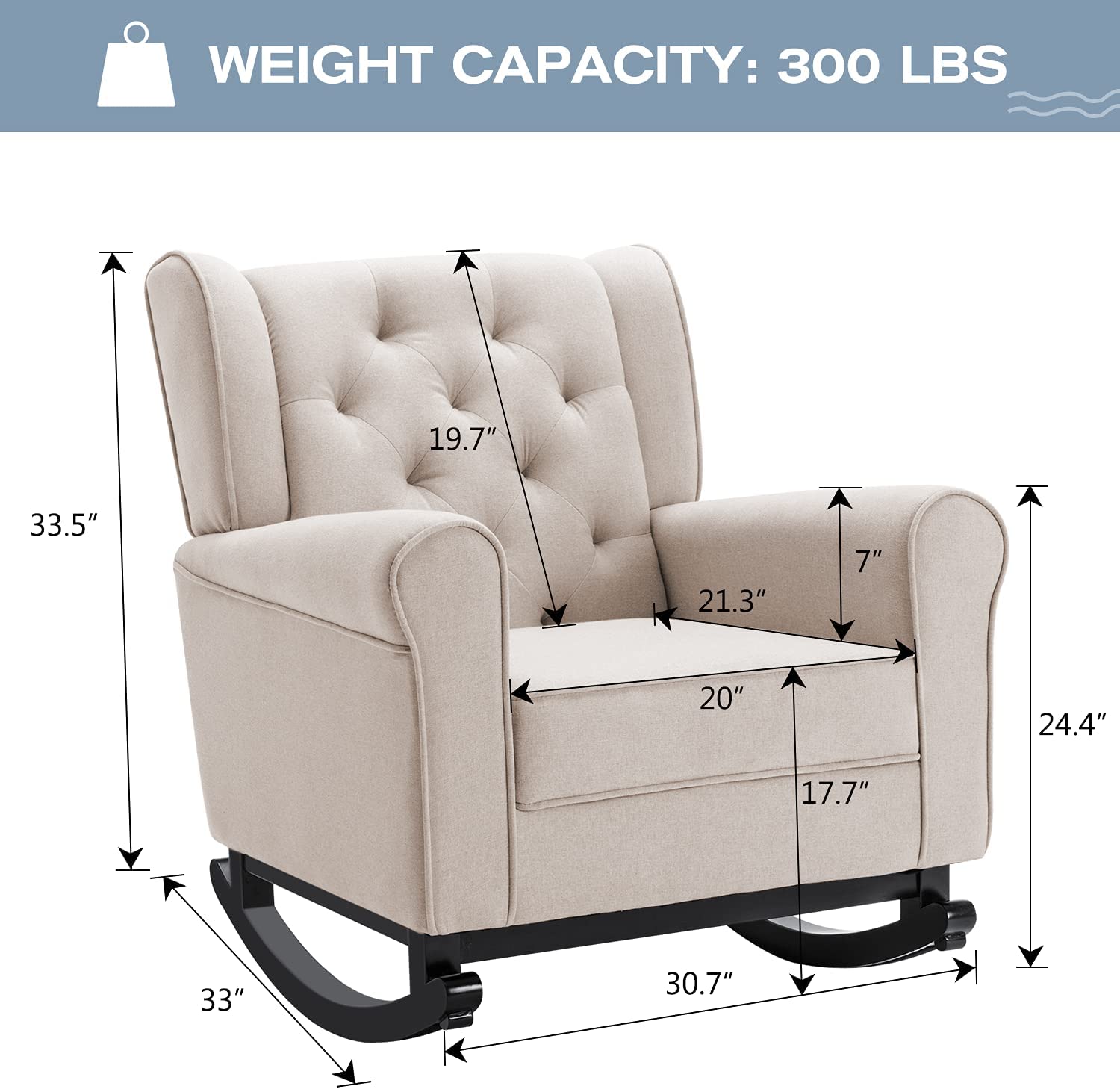 Product dimensions of Homrest rocking chair