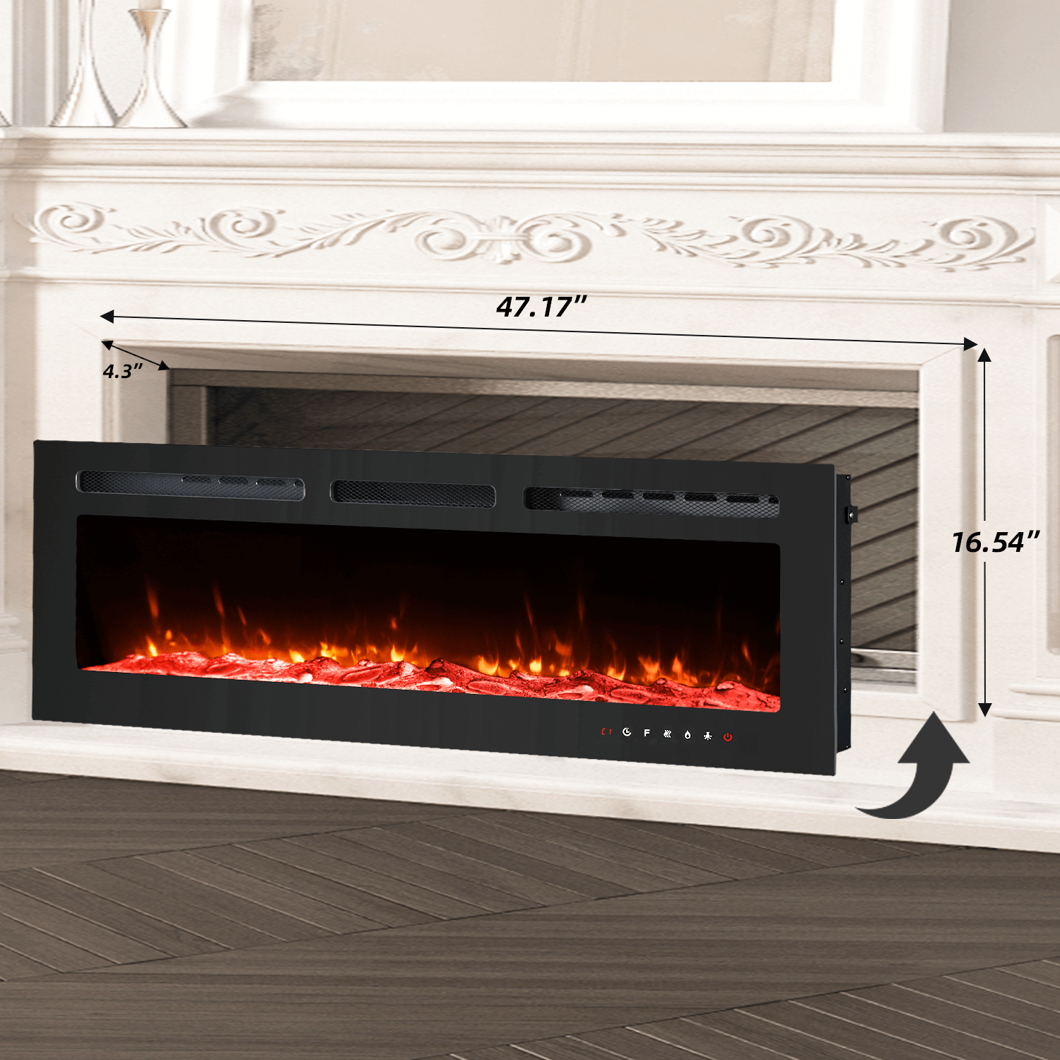 Homrest 50 inch Electric Fireplace with Free Standing, Wall Mounted Insert Heater Remote Control