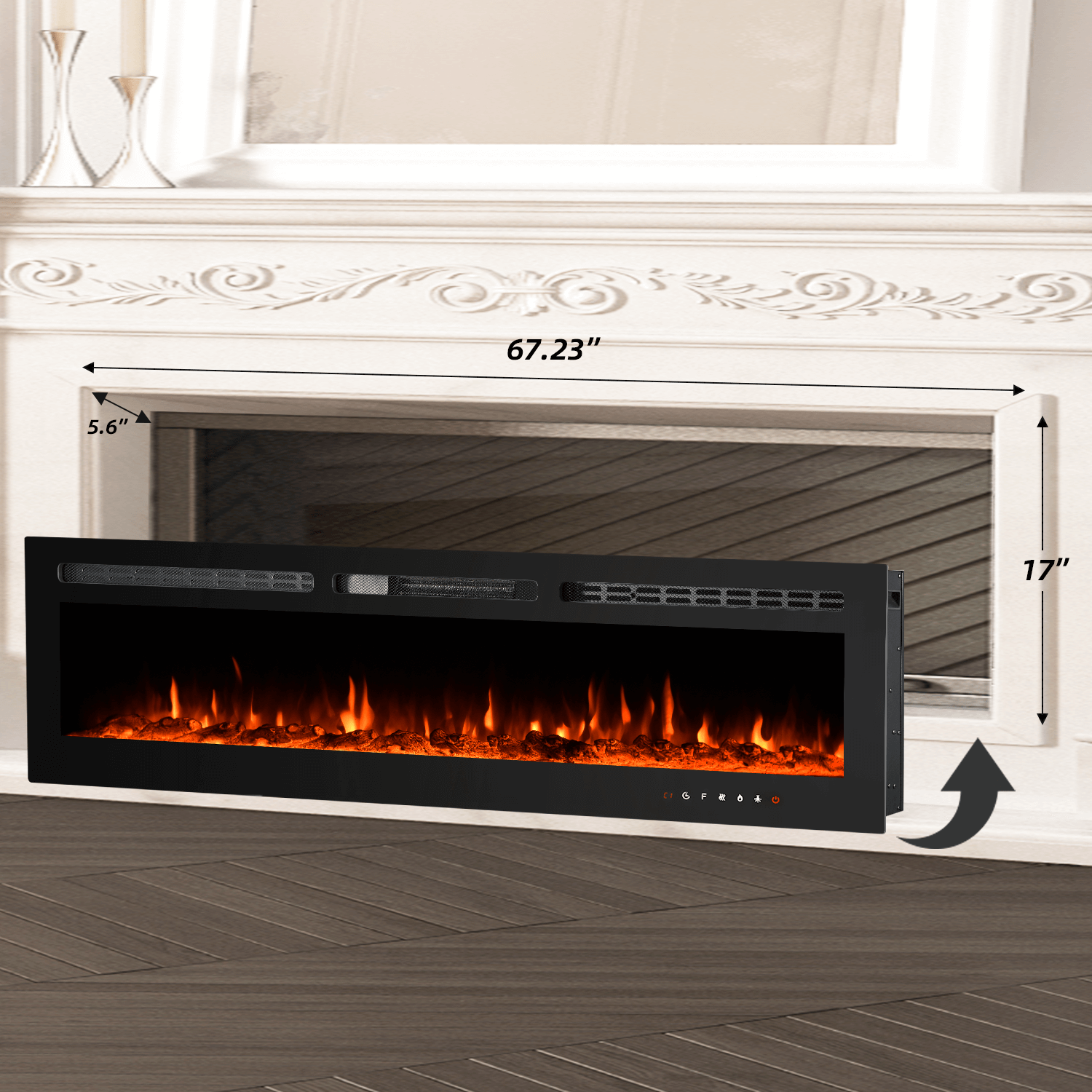 Homrest 70 inch Electric Fireplace, Wall Mounted Fireplace Insert with Remote Control&Touch Screen