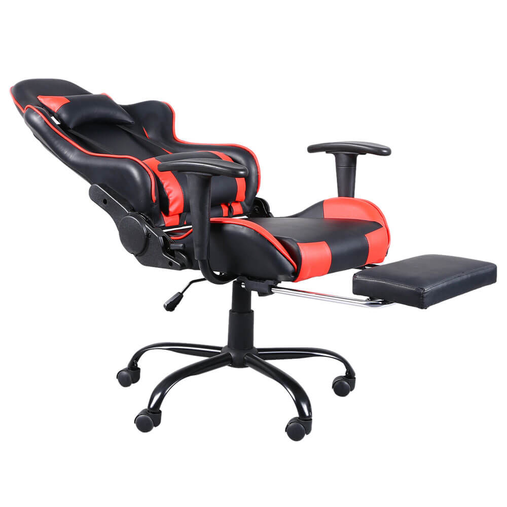 Homrest Racing Gaming Chair Faux Leather Chair Swivel Office Chair, Red