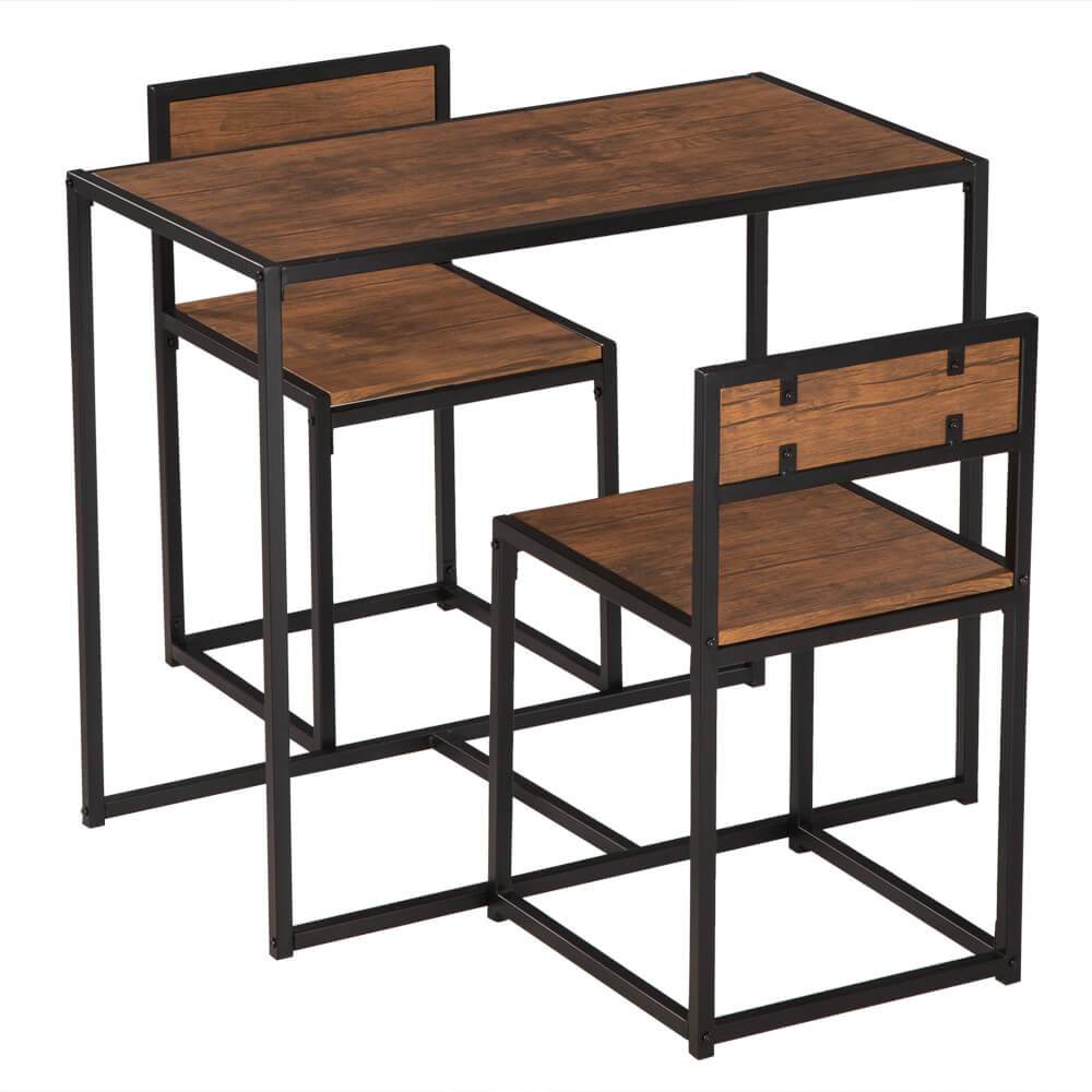 Simple Breakfast Table And Chair Elm Wood, 3 Pieces
