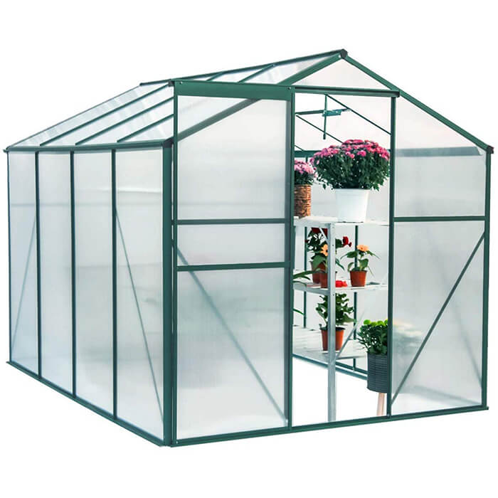 Homrest 8'x6'x6.6' Aluminum Greenhouse Walk-in Garden Plant Greenhouses