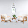 Set of 2 Lounge Arm Chair Mid Century Modern Accent Chair Wood Frame Armchair, Beige