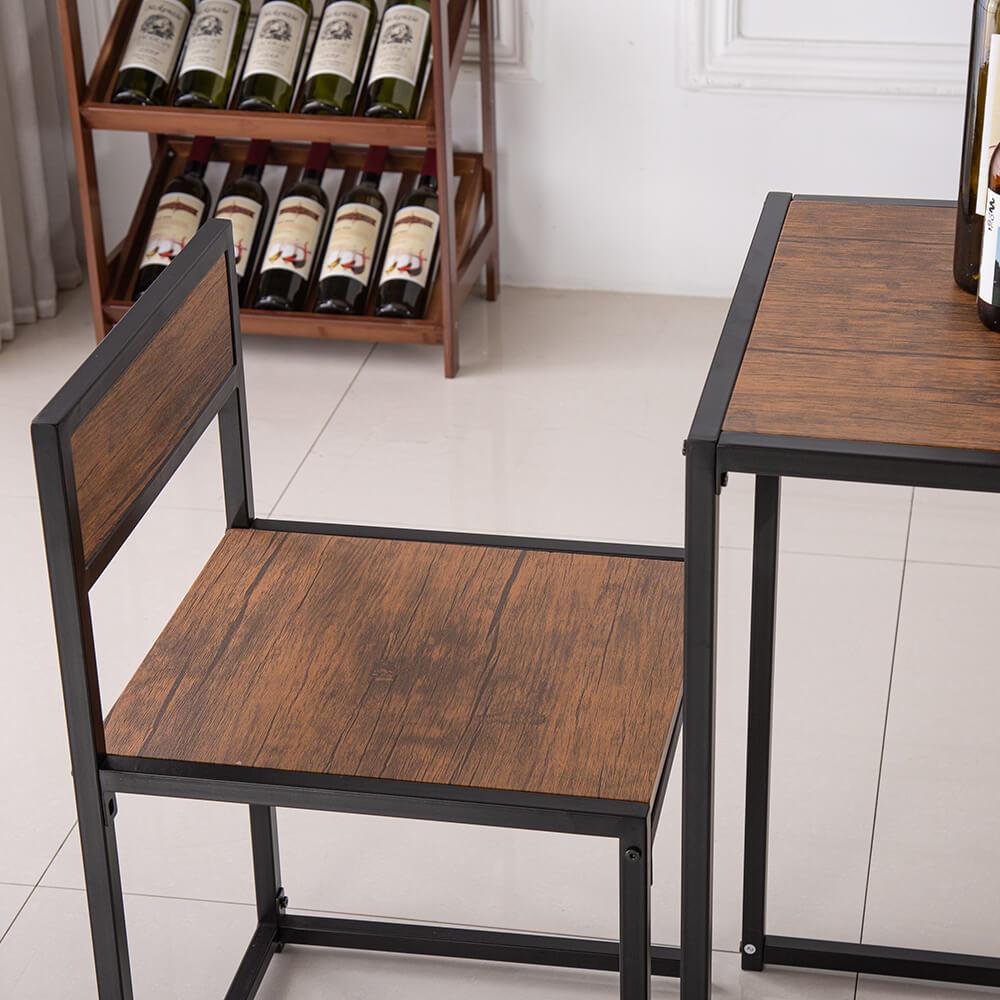Simple Breakfast Table And Chair Elm Wood, 3 Pieces