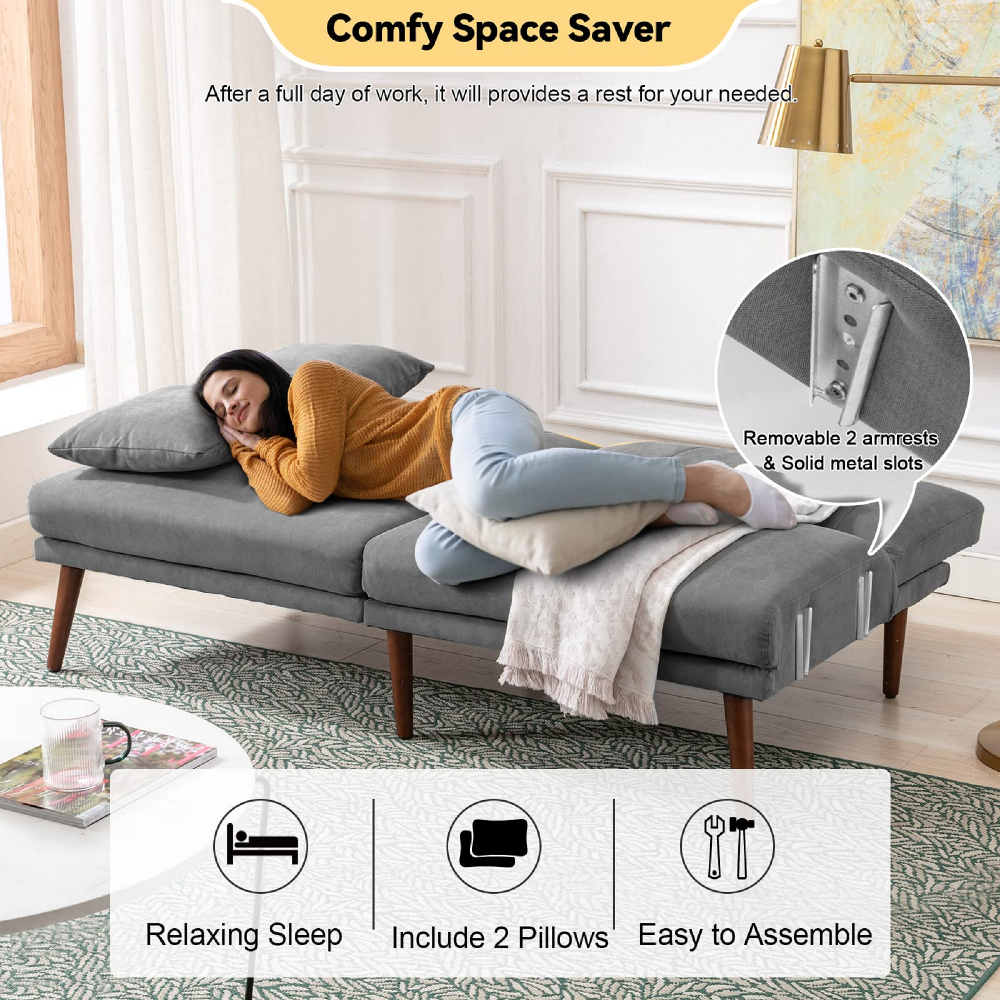 Affordable living room sofa, gray | Homrest