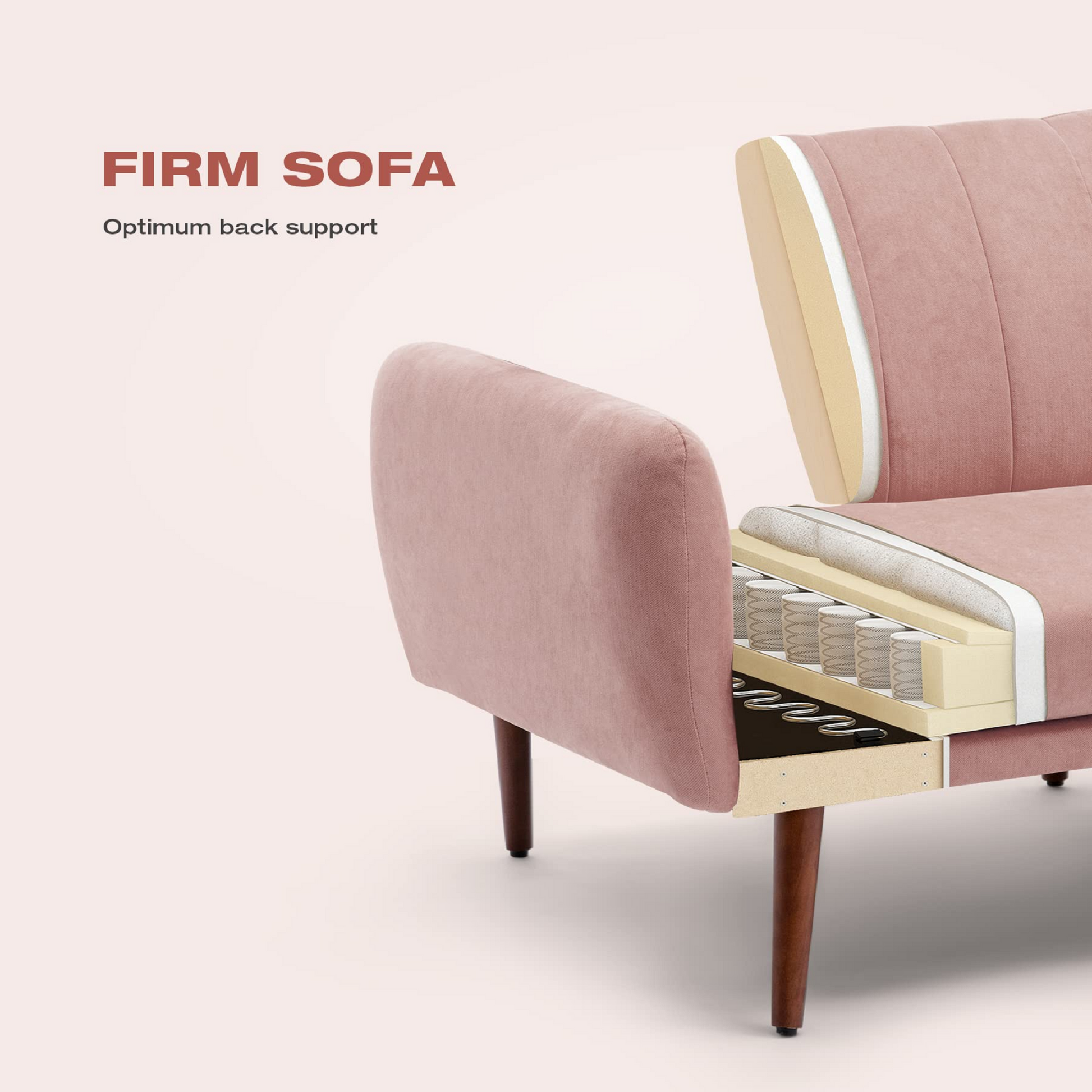 Homrest Convertible Linen Fabric Folding Recliner Futon Modern Adjustable Sleeper Sofa Loveseat Daybed for Living Room(Pink)