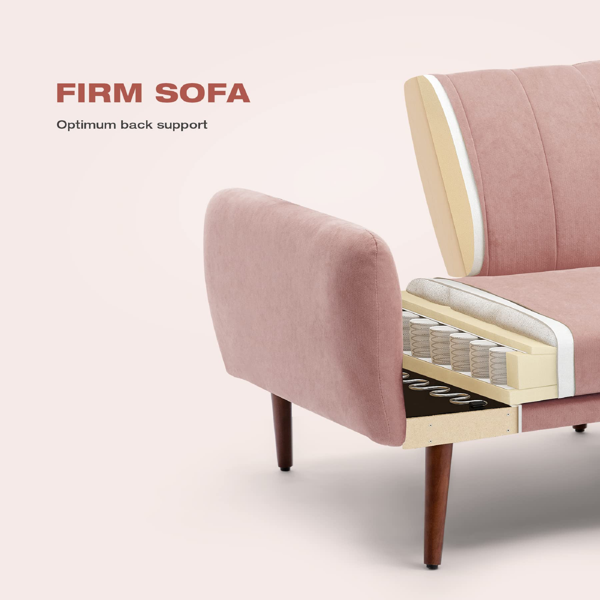 Homrest Convertible Linen Fabric Folding Recliner Futon Modern Adjustable Sleeper Sofa Loveseat Daybed for Living Room(Pink)
