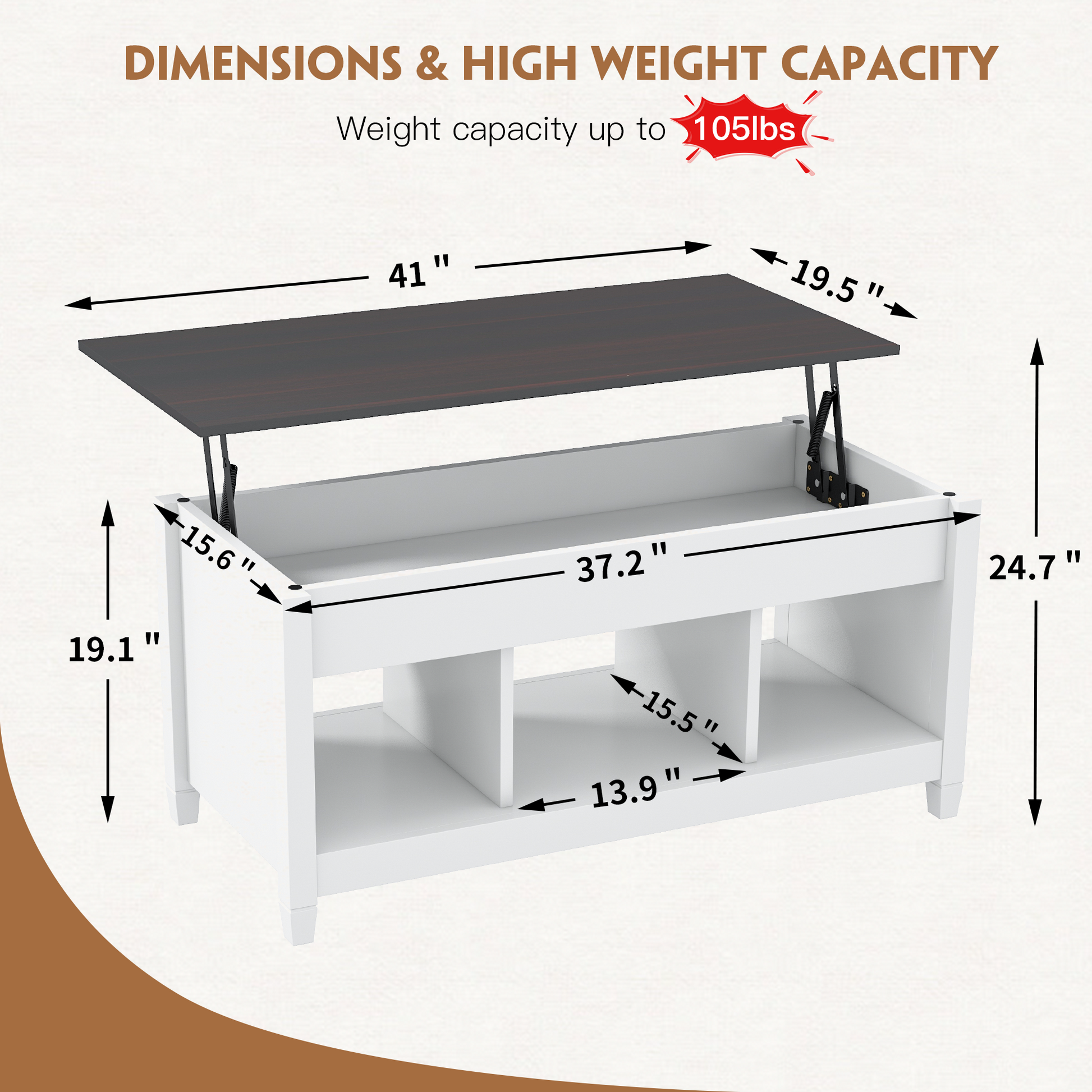 Product dimensions of Hormest coffee table